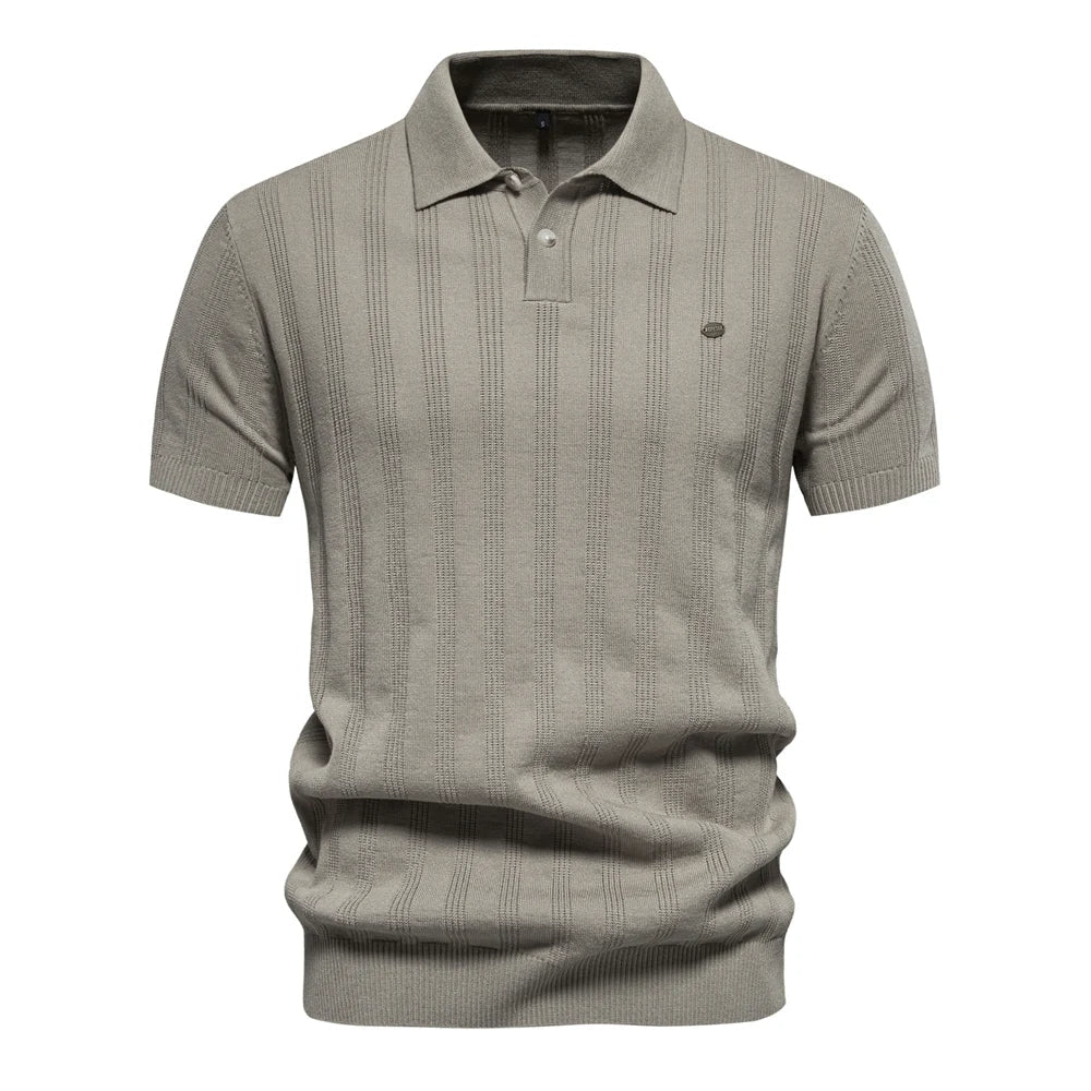 Brady - Classic Ribbed Knit Polo Shirt | By Mason & Reed London