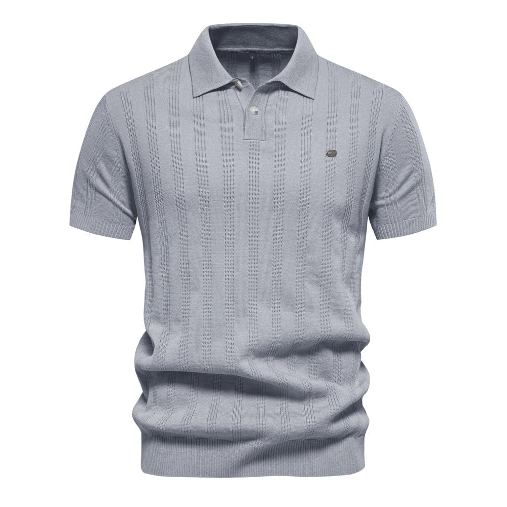 Brady - Classic Ribbed Knit Polo Shirt | By Mason & Reed London