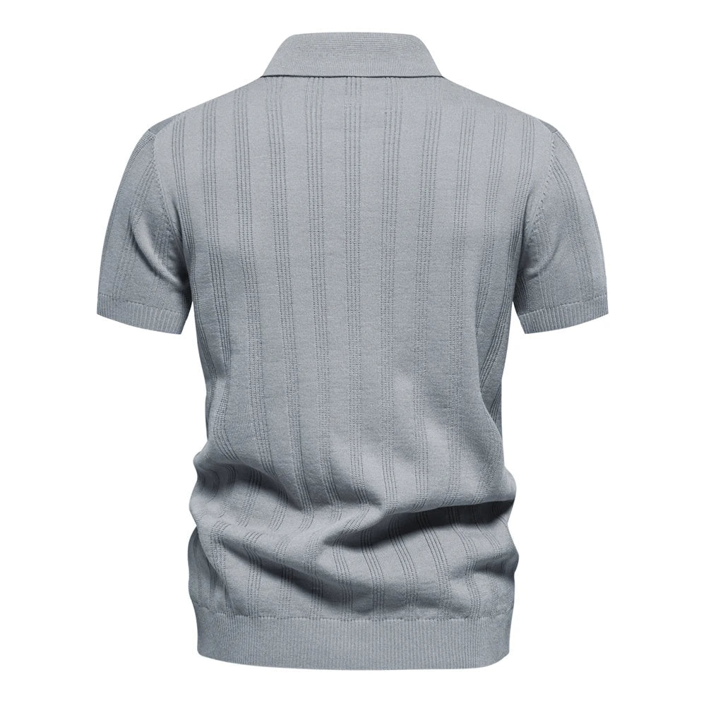 Brady - Classic Ribbed Knit Polo Shirt | By Mason & Reed London
