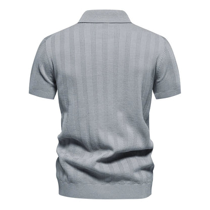 Brady - Classic Ribbed Knit Polo Shirt | By Mason & Reed London