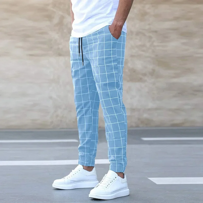 Teagan - Casual Grid Pattern Joggers | By Mason & Reed London