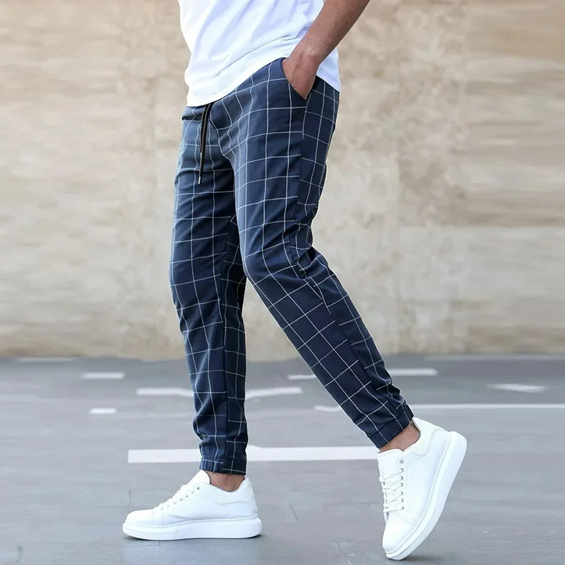 Teagan - Casual Grid Pattern Joggers | By Mason & Reed London