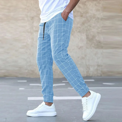 Teagan - Casual Grid Pattern Joggers | By Mason & Reed London