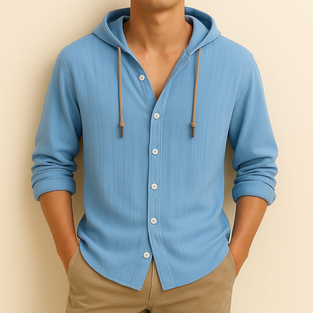 Milton - Relaxed Hooded Button-Up Shirt | By Mason & Reed London