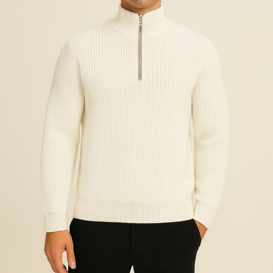 Luke - Ribbed Half-Zip Sweater | By Mason & Reed London