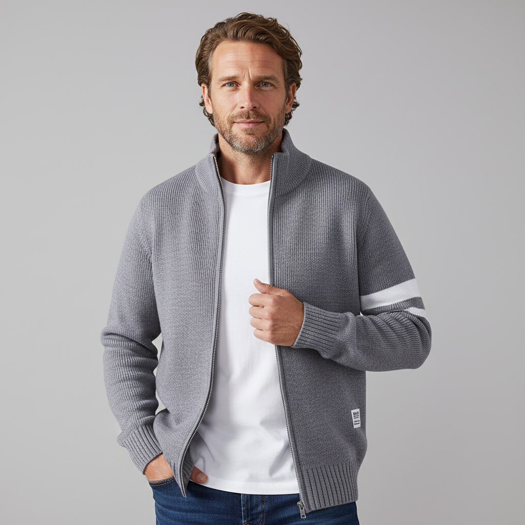 Christopher - Classic Ribbed Zip Sweater | By Mason & Reed London