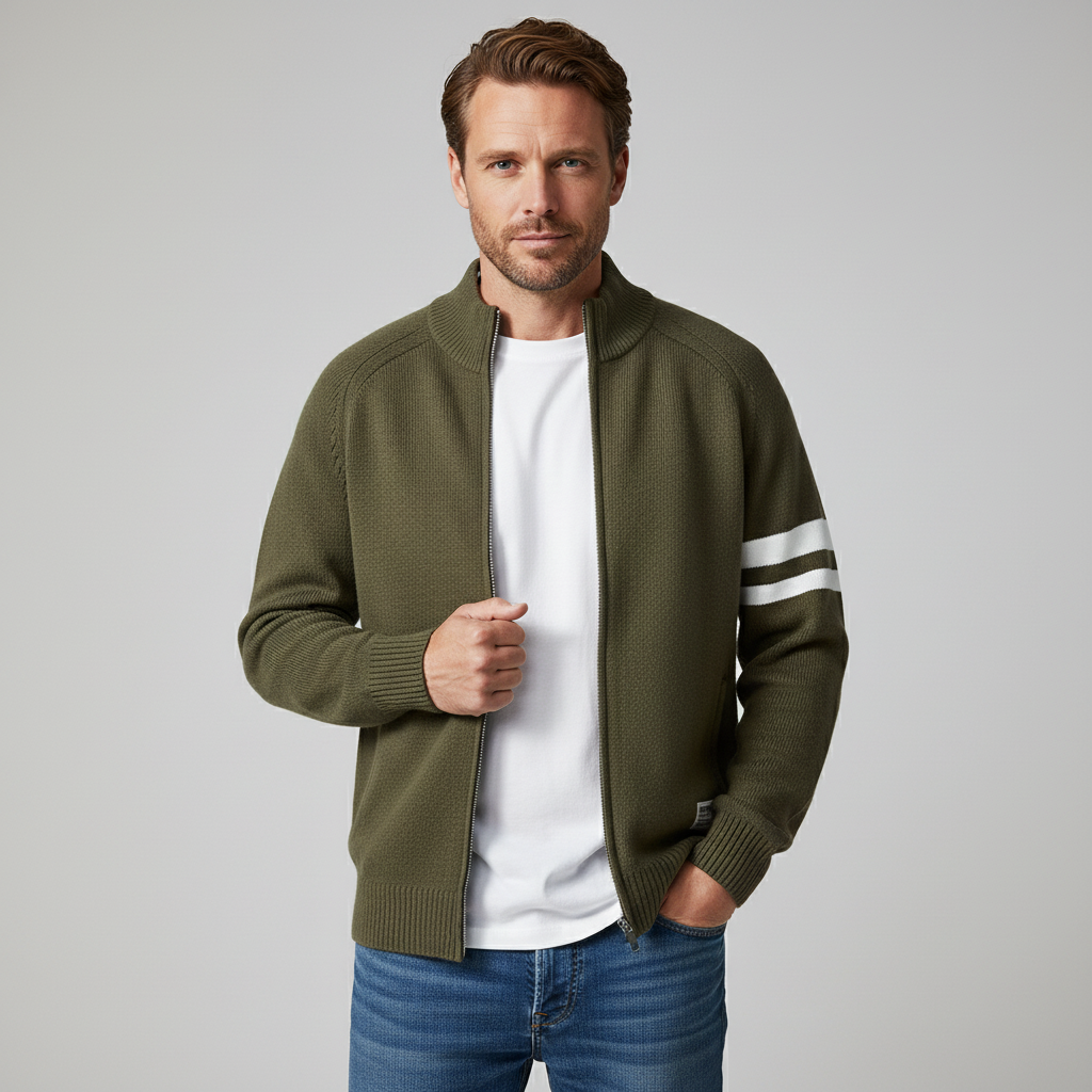 Christopher - Classic Ribbed Zip Sweater | By Mason & Reed London