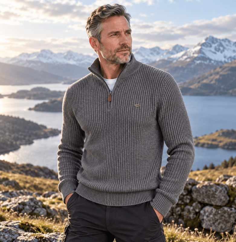 Ethan - Stand Collar Sweater | By Mason & Reed London