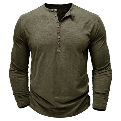 Gerald - Classic Long Sleeve Henley Shirt | By Mason & Reed London