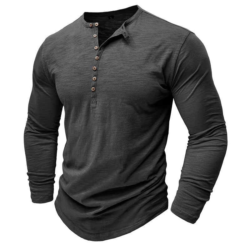 Gerald - Classic Long Sleeve Henley Shirt | By Mason & Reed London