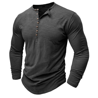 Gerald - Classic Long Sleeve Henley Shirt | By Mason & Reed London