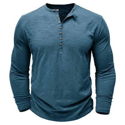 Gerald - Classic Long Sleeve Henley Shirt | By Mason & Reed London