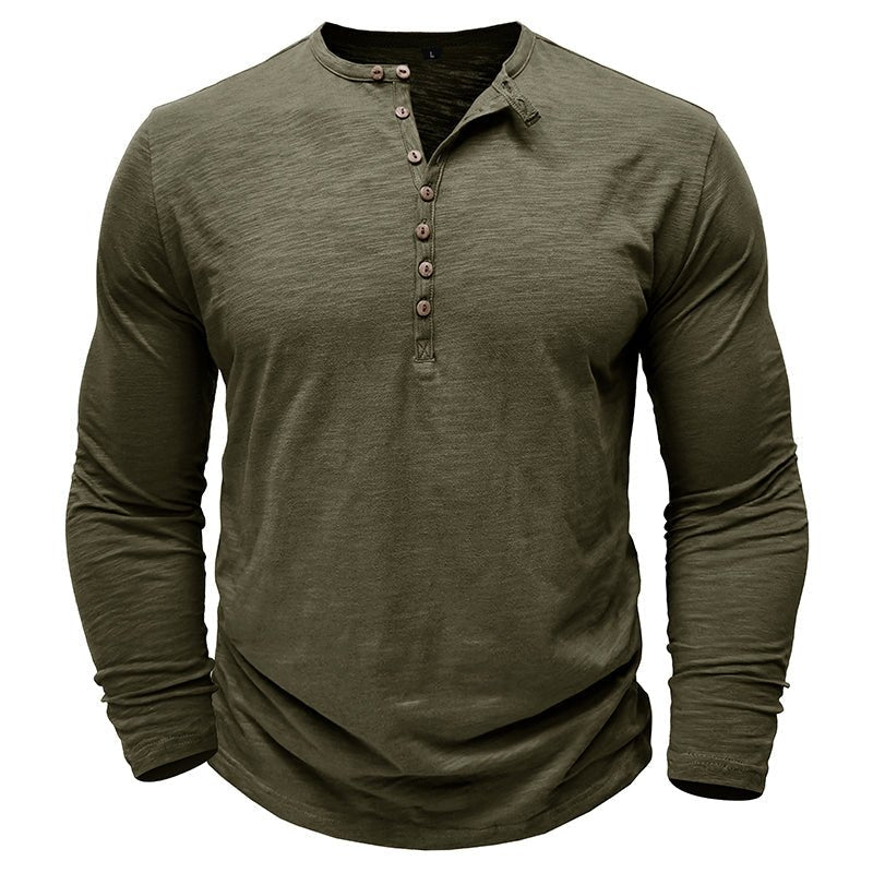 Gerald - Classic Long Sleeve Henley Shirt | By Mason & Reed London