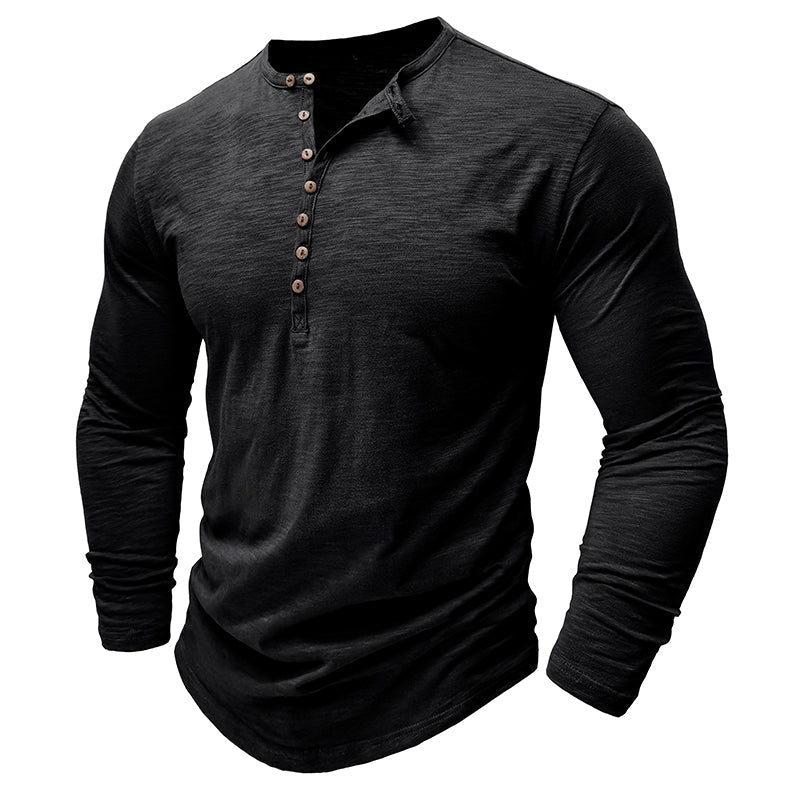 Gerald - Classic Long Sleeve Henley Shirt | By Mason & Reed London