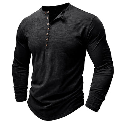 Gerald - Classic Long Sleeve Henley Shirt | By Mason & Reed London