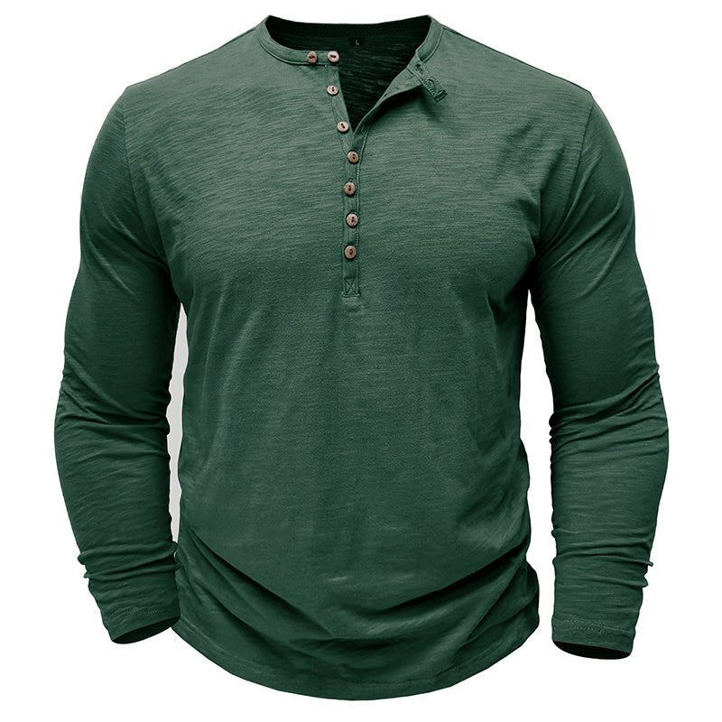 Gerald - Classic Long Sleeve Henley Shirt | By Mason & Reed London