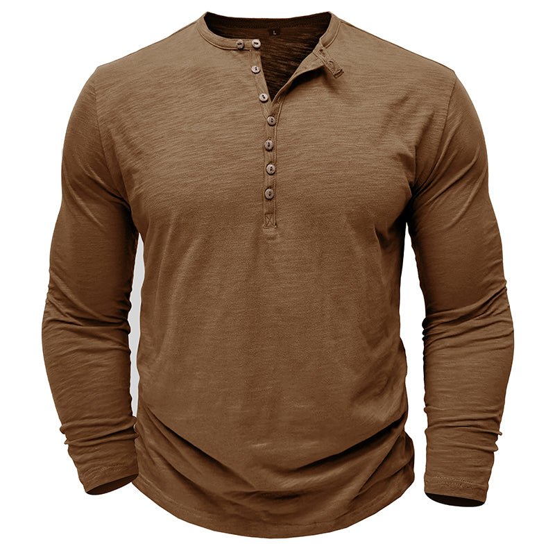 Gerald - Classic Long Sleeve Henley Shirt | By Mason & Reed London