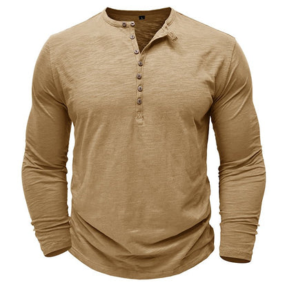 Gerald - Classic Long Sleeve Henley Shirt | By Mason & Reed London