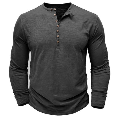 Gerald - Classic Long Sleeve Henley Shirt | By Mason & Reed London