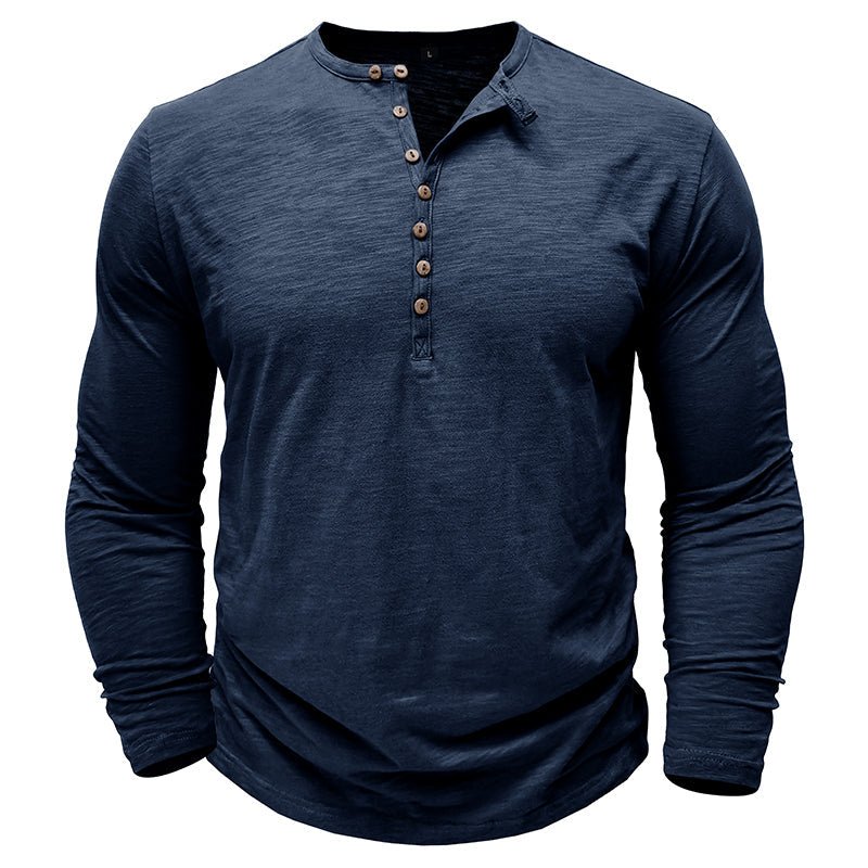 Gerald - Classic Long Sleeve Henley Shirt | By Mason & Reed London