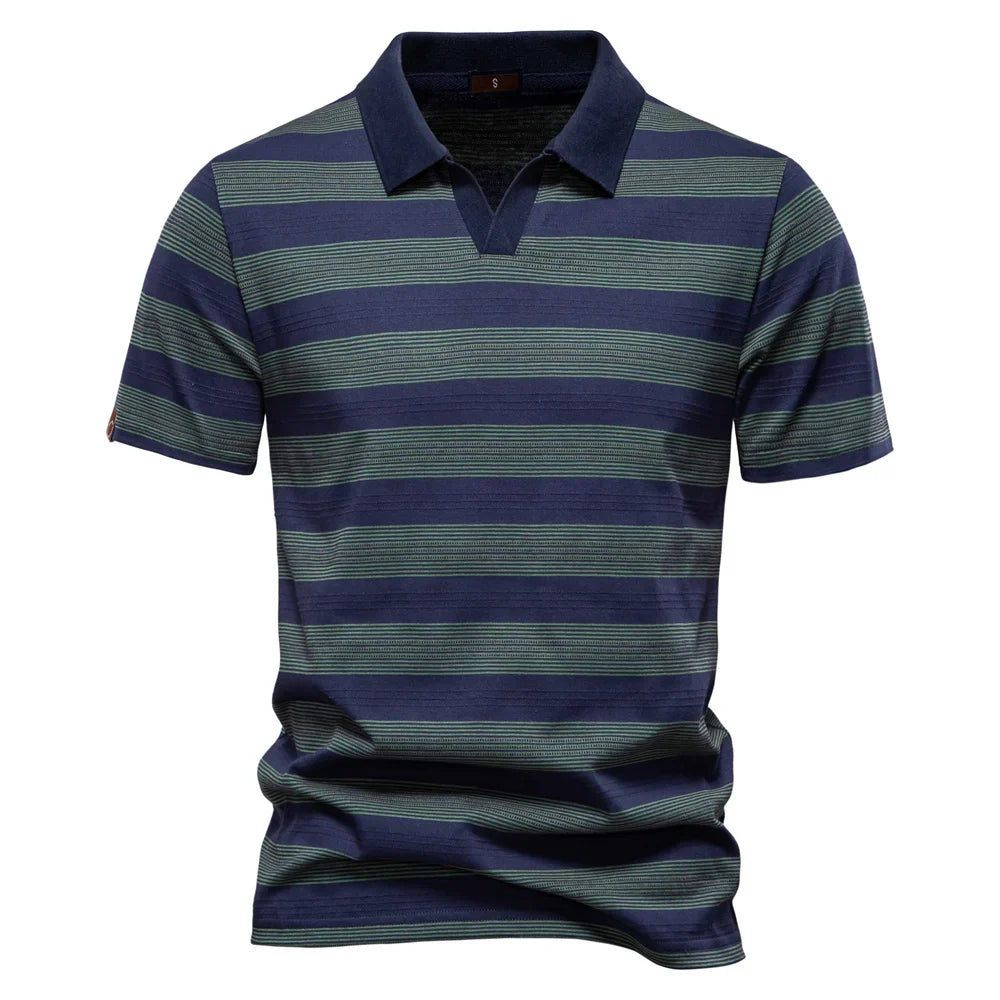Warner -  Striped Short Sleeve Polo Shirt | By Mason & Reed London