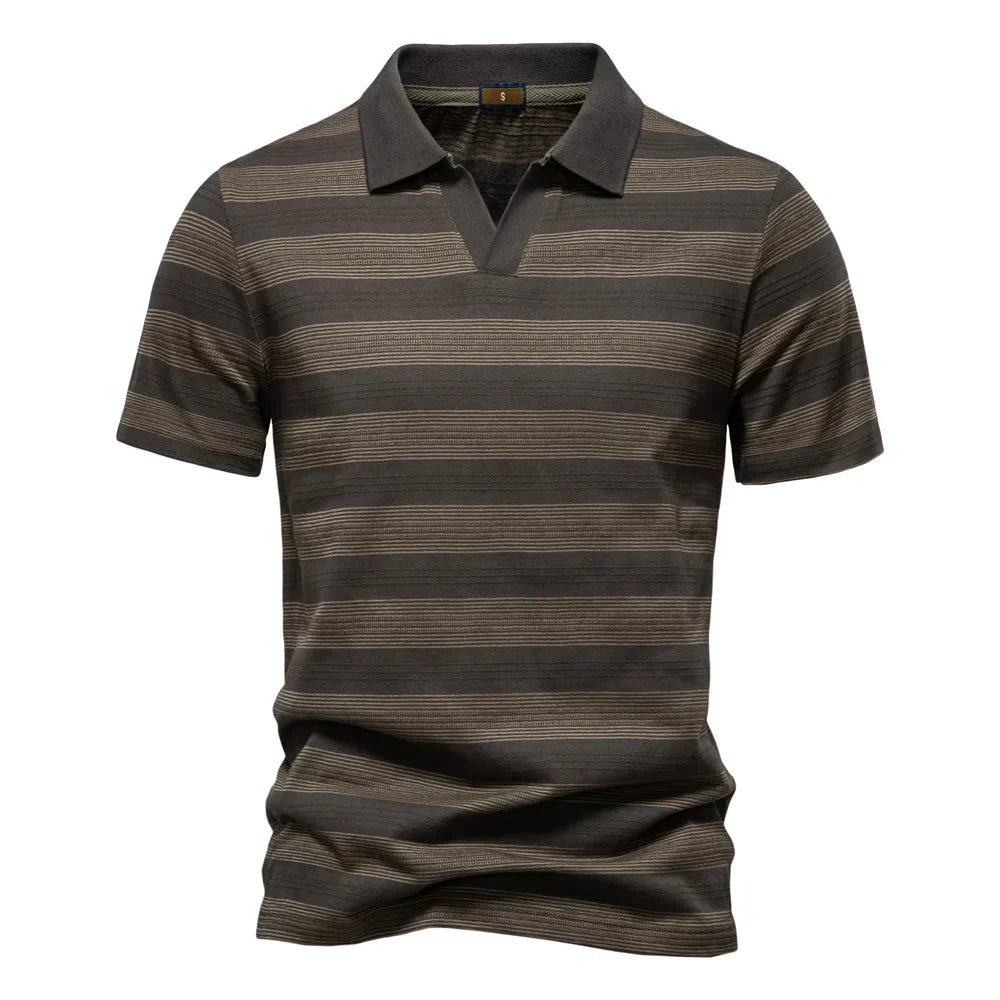 Warner -  Striped Short Sleeve Polo Shirt | By Mason & Reed London