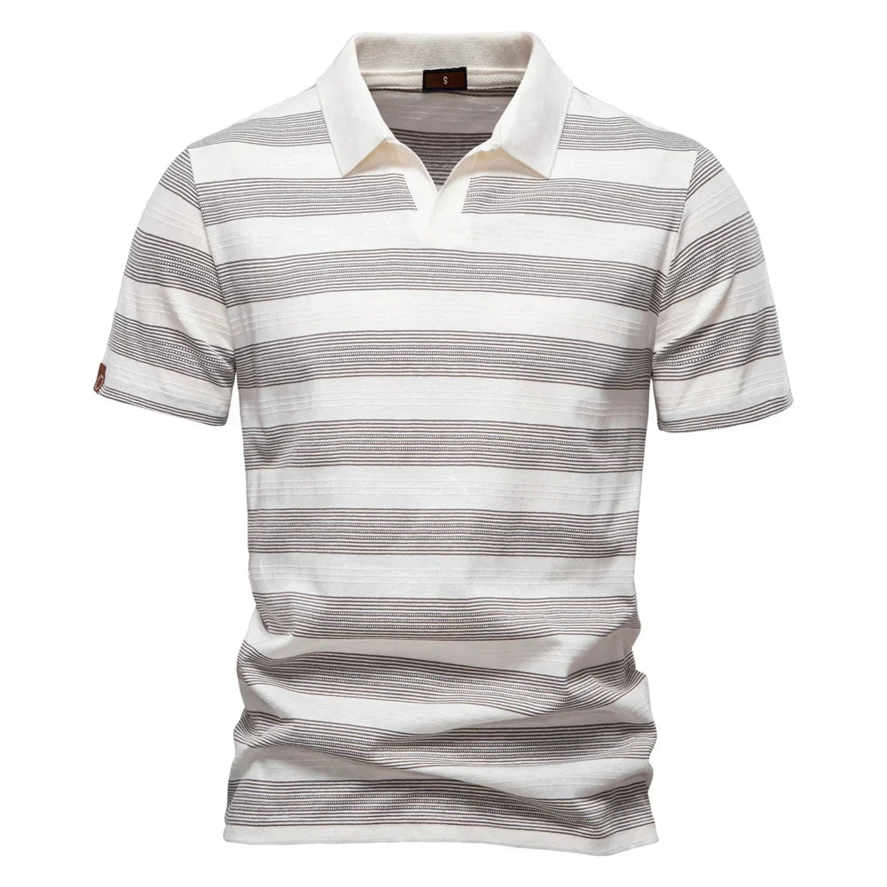 Warner -  Striped Short Sleeve Polo Shirt | By Mason & Reed London