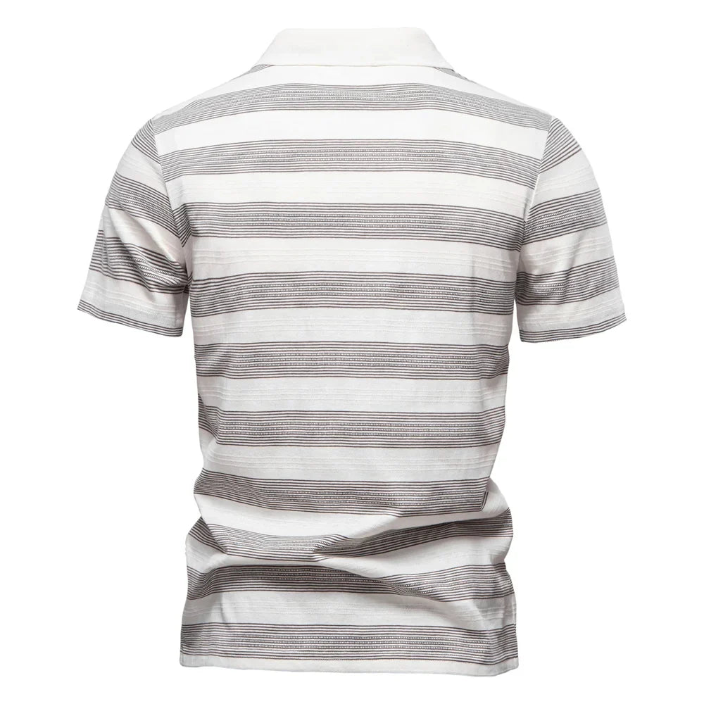 Warner -  Striped Short Sleeve Polo Shirt | By Mason & Reed London
