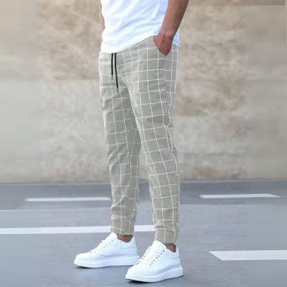 Teagan - Casual Grid Pattern Joggers | By Mason & Reed London