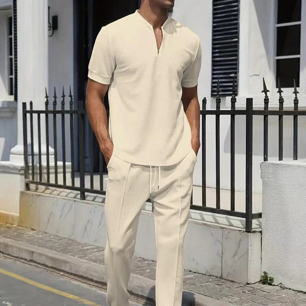 Urijah - Casual Waffle Polo Co-Ord Set | By Mason & Reed London