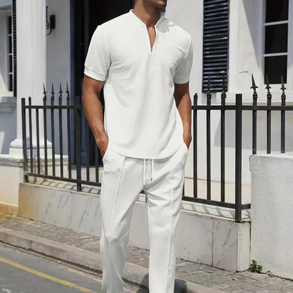 Urijah - Casual Waffle Polo Co-Ord Set | By Mason & Reed London