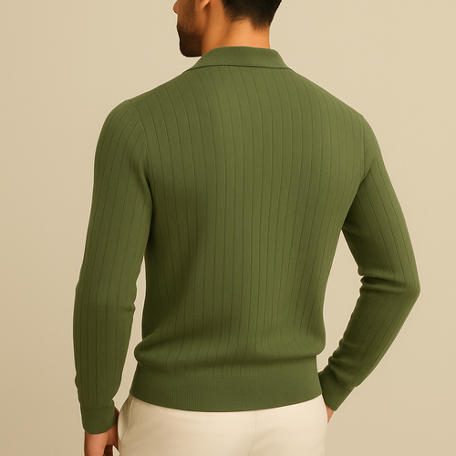 Jacob - Long Sleeve Knit Polo Shirt | By Mason & Reed London