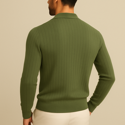 Jacob - Long Sleeve Knit Polo Shirt | By Mason & Reed London