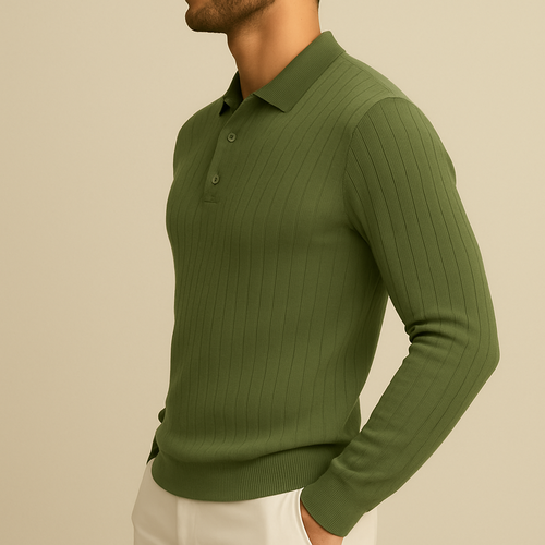 Jacob - Long Sleeve Knit Polo Shirt | By Mason & Reed London
