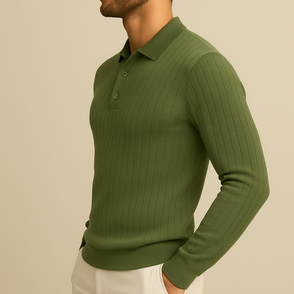 Jacob - Long Sleeve Knit Polo Shirt | By Mason & Reed London