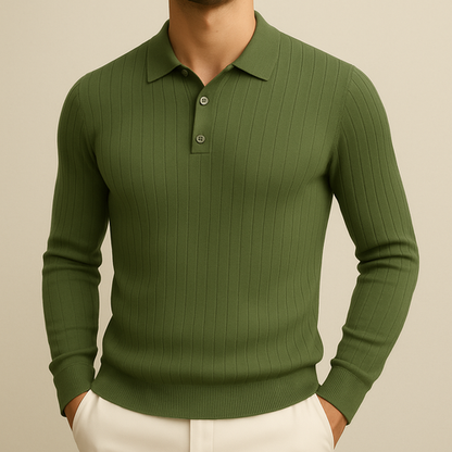 Jacob - Long Sleeve Knit Polo Shirt | By Mason & Reed London