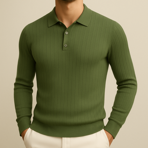 Jacob - Long Sleeve Knit Polo Shirt | By Mason & Reed London